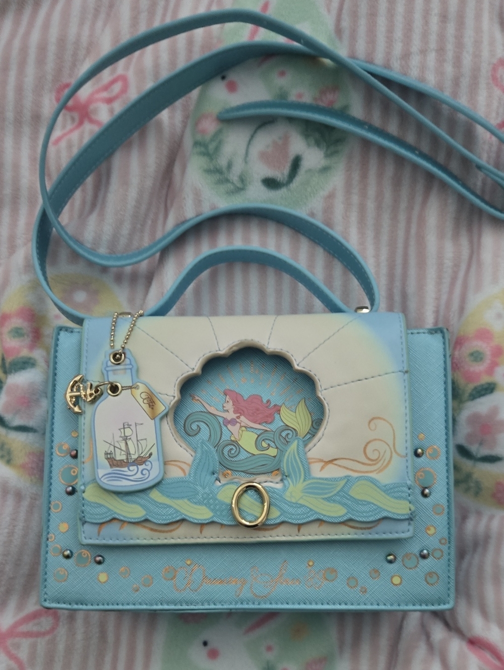 Whimsical Mermaid Sea-Blue Crossbody Bag